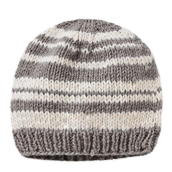 Women's Sijjl Striped Wool Beanie, Grey