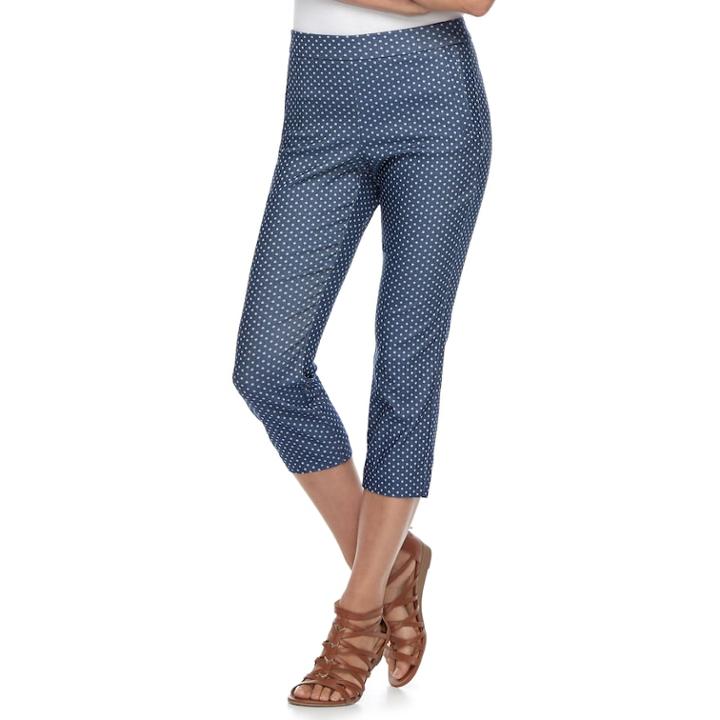 Women's Elle&trade; Pull-on Back Seam Capri Pants, Size: Medium, Blue (navy)