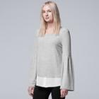 Women's Simply Vera Vera Wang Mock-layer Bell Top, Size: Xs, Light Grey