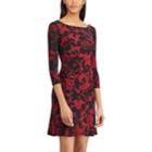 Women's Chaps Floral Fit & Flare Dress, Size: Large, Black