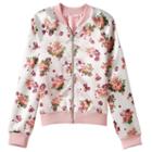 Girls 7-16 Fire Reversible Printed Bomber Jacket, Girl's, Size: Large, Pink