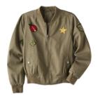 Girls 7-16 Mudd&reg; Patched Bomber Jacket, Size: 10, Dark Green