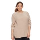 Plus Size Sonoma Goods For Life&trade; Pointelle Crewneck Sweater, Women's, Size: 3xl, Med Beige