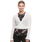 Juniors' Candies&reg; Pointelle Cropped Wrap Cardigan, Teens, Size: Small, Natural