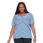 Plus Size Napa Valley Striped Embellished Tee, Women's, Size: 1xl, Med Blue