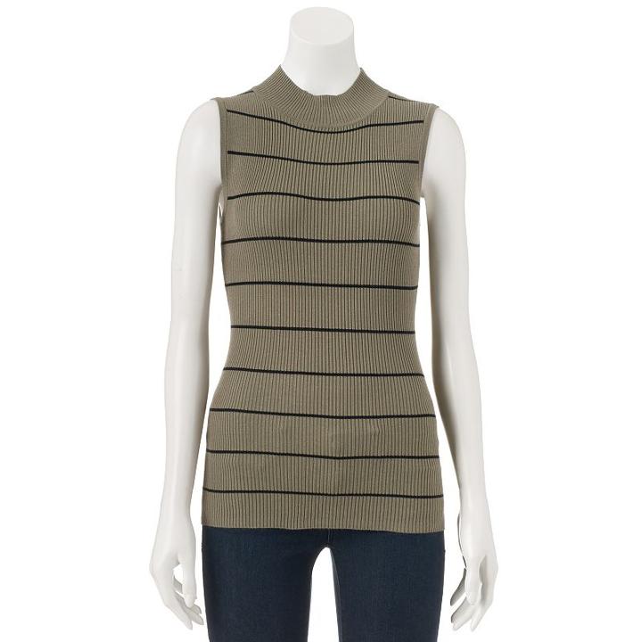 Juniors' Pink Republic Ribbed Sleeveless Mockneck Sweater, Girl's, Size: Small, Dark Green