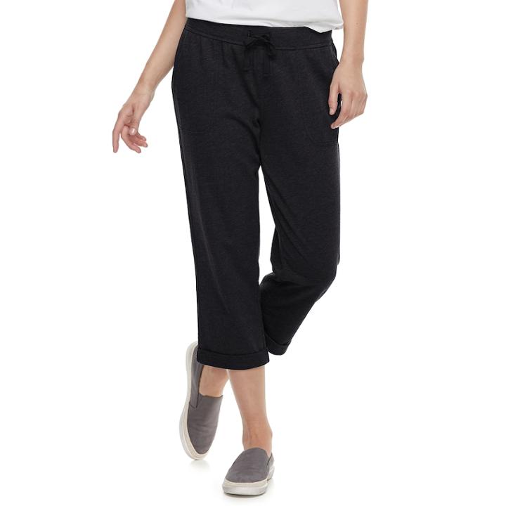 Women's Sonoma Goods For Life&trade; French Terry Capris, Size: Medium, Black