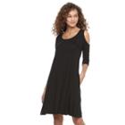 Women's Nina Leonard Trapeze Cold-shoulder Dress, Size: Xl, Black