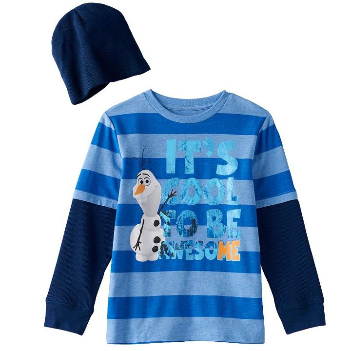 Disney's Frozen Olaf Boys 4-7 Mock-layer Tee & Beanie Set, Boy's, Size: 5-6, Brt Red
