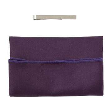 Men's Nick Dunn Pocket Square & Tie Bar Set, Purple
