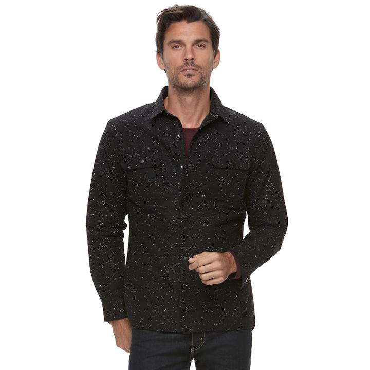 Men's Marc Anthony Slim-fit Wool-blend Quilted Shirt Jacket, Size: Medium, Black
