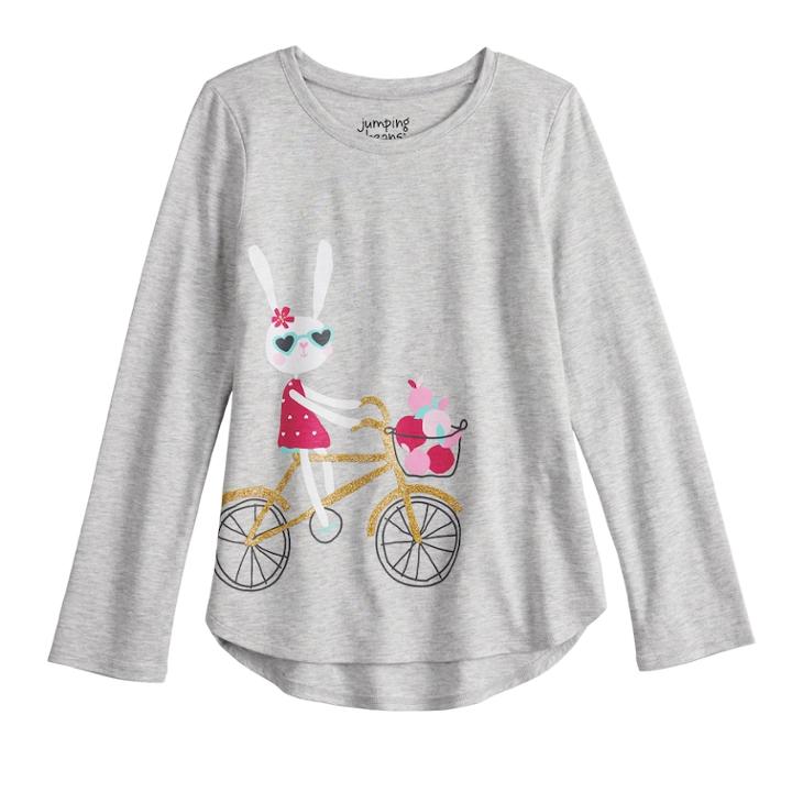 Girls 4-12 Jumping Beans&reg; Embellished Graphic High-low Hem Tee, Size: 6, Light Grey