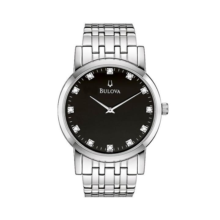 Bulova Men's Diamond Stainless Steel Watch - 96d106, Grey, Durable