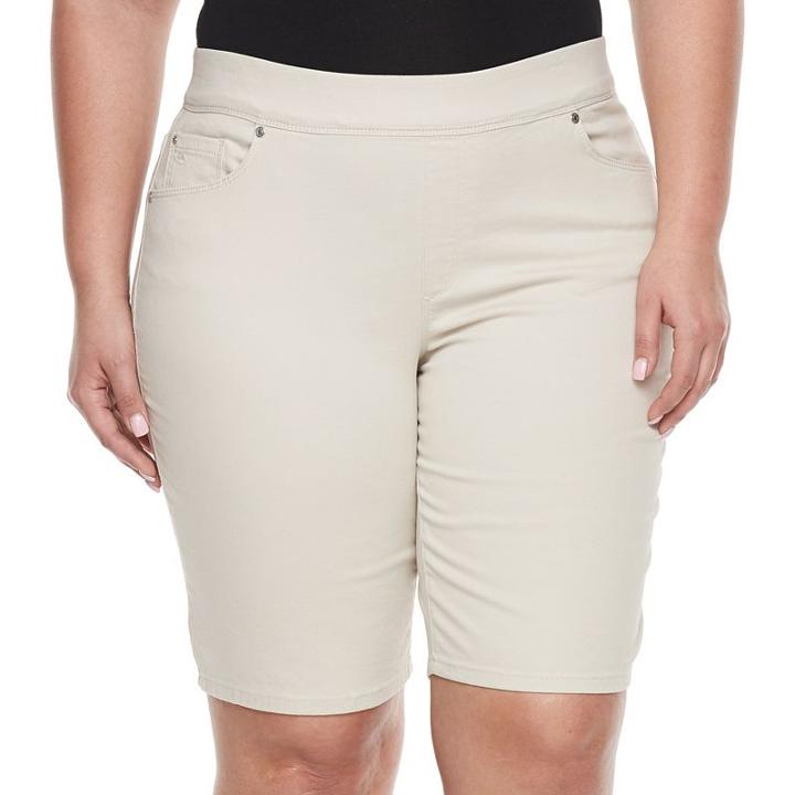 Plus Size Gloria Vanderbilt Avery Pull-on Bermuda Shorts, Women's, Size: 18 W, Lt Beige
