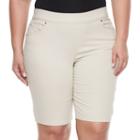 Plus Size Gloria Vanderbilt Avery Pull-on Bermuda Shorts, Women's, Size: 18 W, Lt Beige