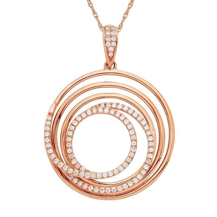 1/4 Carat T.w. Igi Certified Diamond 14k Rose Gold Spiral Pendant Necklace, Women's, Size: 18, White