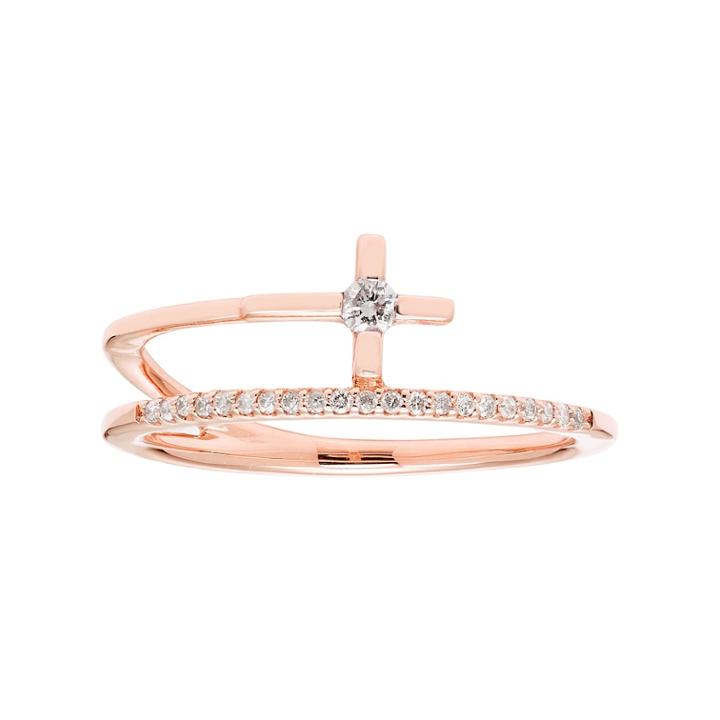 10k Gold 1/8 Carat T.w. Diamond Cross Ring, Women's, White