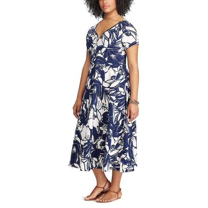 Plus Size Chaps Floral Midi Dress, Women's, Size: 3xl, Pink Ovrfl