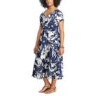 Plus Size Chaps Floral Midi Dress, Women's, Size: 3xl, Pink Ovrfl