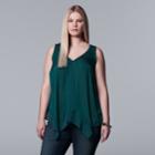 Plus Size Simply Vera Vera Wang Handkerchief Tank, Women's, Size: 2xl, Dark Blue