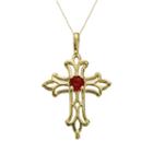 10k Gold Lab-created Ruby Filigree Cross Pendant, Women's, Size: 18, Red