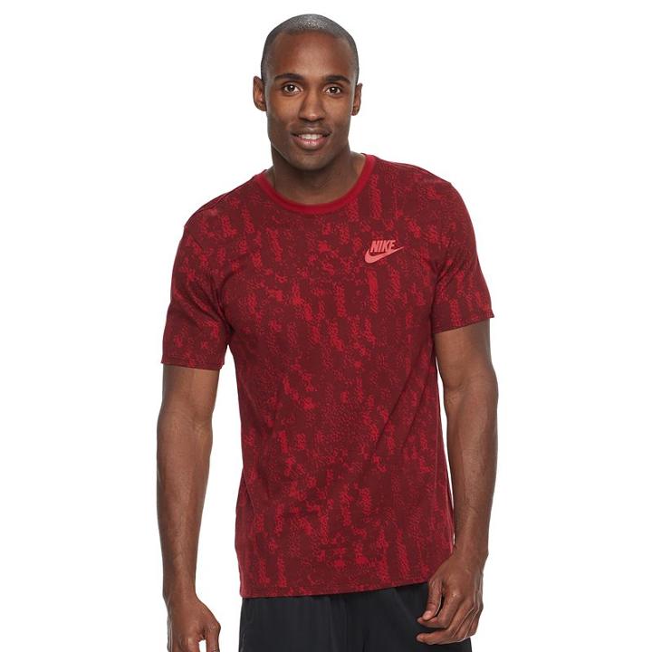 Men's Nike Geo Print Tee, Size: Medium, Dark Red