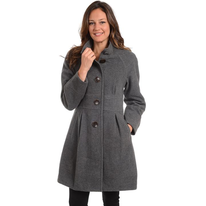 Women's Fleet Street Pleated Wool Blend Jacket, Size: 6, Grey
