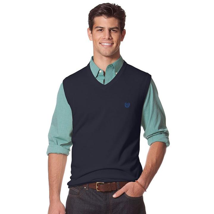 Men's Chaps Classic-fit Solid Sweater Vest, Size: Medium, Blue