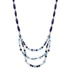 Chaps Long Blue Beaded Swag Necklace, Women's, Light Blue