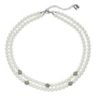 Simply Vera Vera Wang Simulated Pearl & Simulated Crystal Double Row Necklace, Women's, White