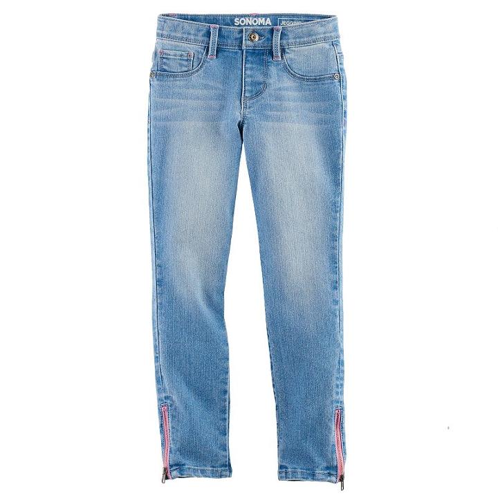 Girls 4-12 Sonoma Goods For Life&trade; Zip Ankle Jeggings, Size: 7, Blue Other