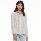 Juniors' Mudd&reg; Plaid Flannel Shirt, Teens, Size: Medium, White Oth