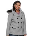 Juniors' Plus Size Urban Republic Wool Double-breasted Peacoat, Teens, Size: 3xl, Green