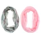 Girls 7-14 2-pack Tribal Feathers & Solid Loop Infinity Scarves, White