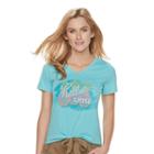 Women's Graphic V-neck Tee, Size: Xl, Med Blue