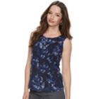 Petite Croft & Barrow&reg; Pleated Swing Tank, Women's, Size: S Petite, Dark Blue