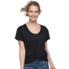 Juniors' Mudd&reg; Twist Front Short Sleeve Tee, Teens, Size: Small, Black