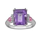 10k White Gold Amethyst, Pink Sapphire And Diamond Accent Ring, Women's, Size: 5, Purple