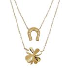 Everlasting Gold 10k Gold Horseshoe & Four-leaf Clover Layered Necklace, Women's, Size: 17, Yellow