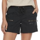 Women's Sonoma Goods For Life&trade; Zipper Accent Pull-on Utility Shorts, Size: 12, Black