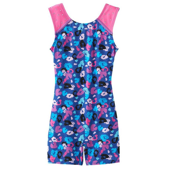 Girls 4-14 Jacques Moret Leopard Embellished Biketard Leotard, Size: Medium, Brown Over