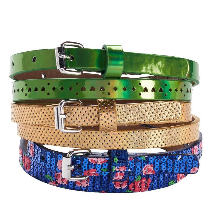 Girls 4-16 3-pk. Spring Mix Shiny Belts, Size: S-m, Multicolor
