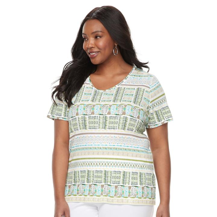 Plus Size Croft & Barrow&reg; Essential V-neck Tee, Women's, Size: 3xl, Med Green