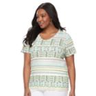Plus Size Croft & Barrow&reg; Essential V-neck Tee, Women's, Size: 3xl, Med Green