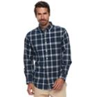 Men's Croft & Barrow&reg; Classic-fit Plaid Easy-care Button-down Shirt, Size: Medium, Dark Blue