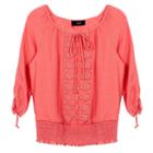 Girls 7-16 Iz Amy Byer 3/4-length Sleeve Smocked Gauze Peasant Top, Girl's, Size: Medium, Lt Orange