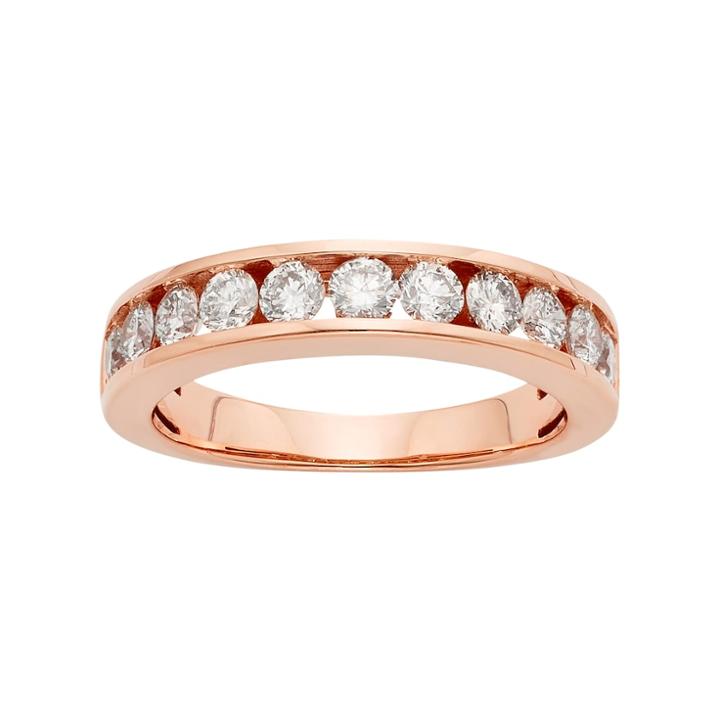 14k Rose Gold 1 Carat T.w. Igl Certified Diamond Anniversary Ring, Women's, Size: 5.50, White