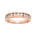 14k Rose Gold 1 Carat T.w. Igl Certified Diamond Anniversary Ring, Women's, Size: 5.50, White