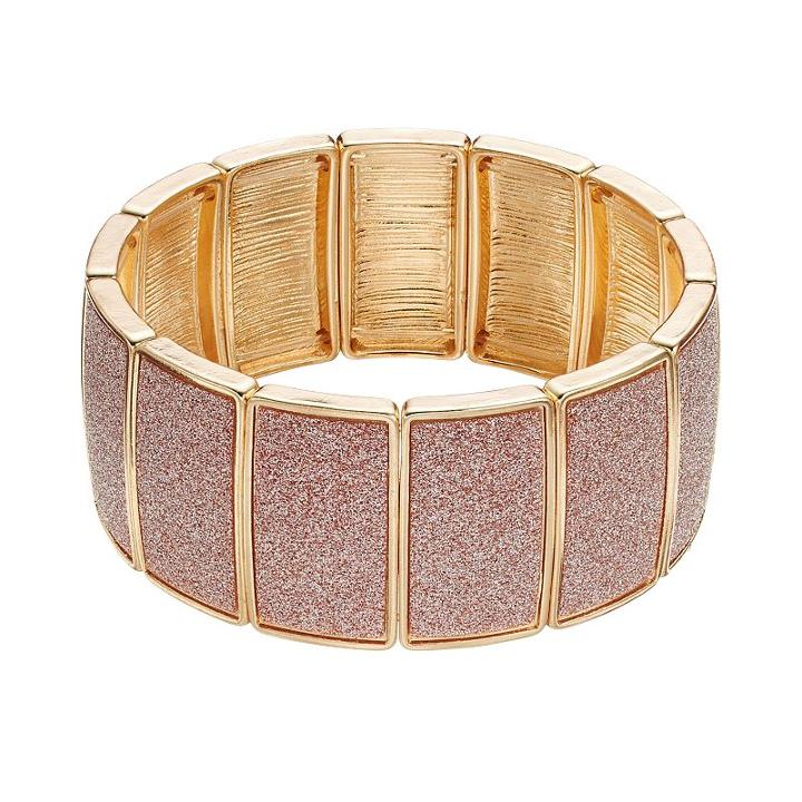 Plus Size Glitter Stretch Bracelet, Women's, Gold