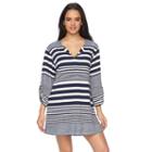 Women's Apt. 9&reg; Striped Roll-tab Cover-up, Size: Medium, Blue (navy)